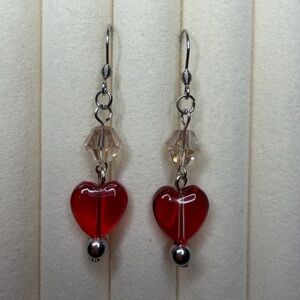 Red Heart Dangle Earrings